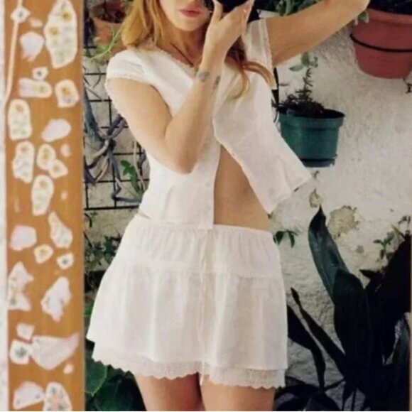 Classic Reformation Valetta Two Piece Set of 2 White Ivory Cotton Causal Sz6
